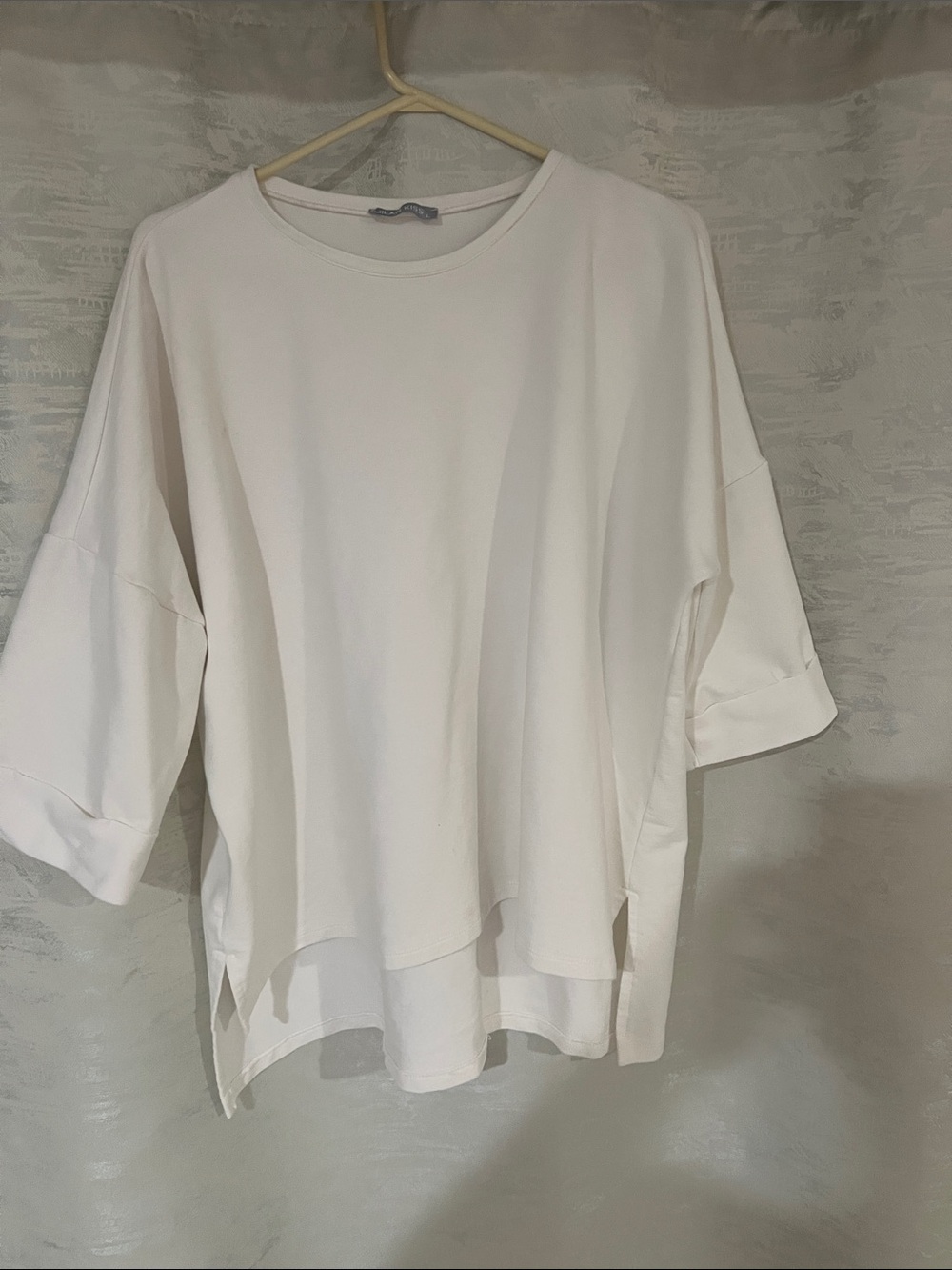 Relaxed White Women's Tunic Top - Drop Shoulder Oversized Style